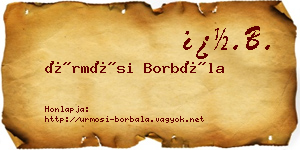 Ürmösi Borbála névjegykártya